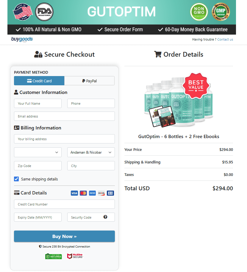 GutOptim Order Page